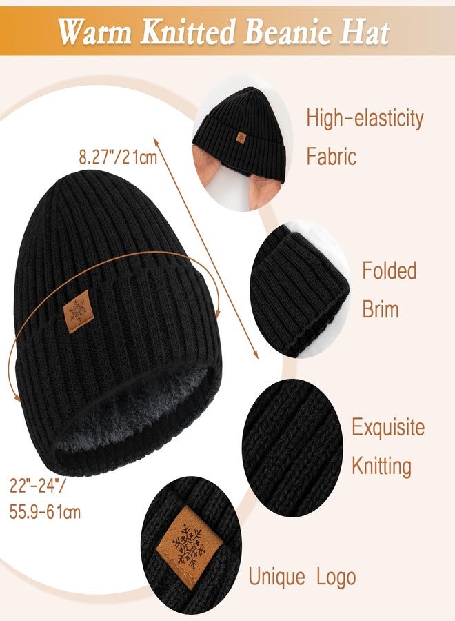 Premillow Winter Beanie Hat Scarf Gloves Set for Women, Slouchy Fleece Lined Womens Winter Hats Skull Cap, Knit Long Scarf Neck Warmer Touchscreen Gloves for Women Men, Warm 3 in 1 Set - Image 3